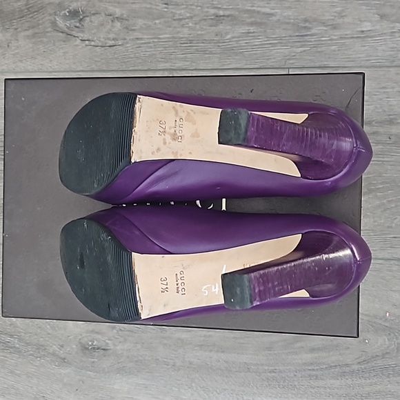 Gucci platform peep toe Charlotte pumps grape royal color women's 7 (eur 37.5) - Picture 5 of 5